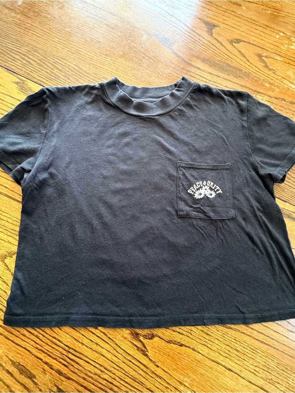 Volcom Black Short Sleeve Tee with White Pocket Floral Graphic